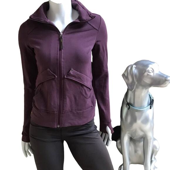 Lole Full Zip Cotton Sweatshirt Purple Thumb Holes Women's Size XS - Picture 1 of 9